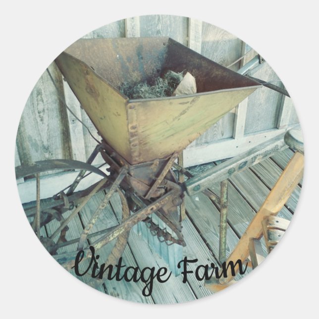 Vintage farm Seeder Planter Equipment Classic Round Sticker (Front)