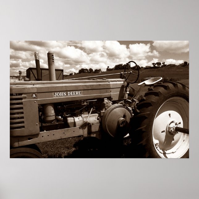 Vintage Farm Tractor Mechanics CloseUp Sepia print (Front)