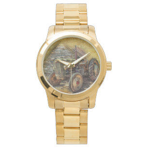 Vintage Farm Tractor Old Barn Shed Watch