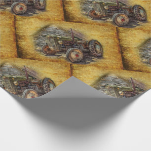 Vintage Farm Tractor Old Barn Shed Wrapping Paper