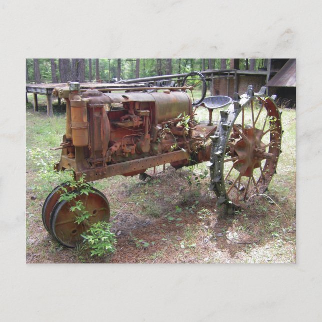 vintage farm tractor postcard (Front)