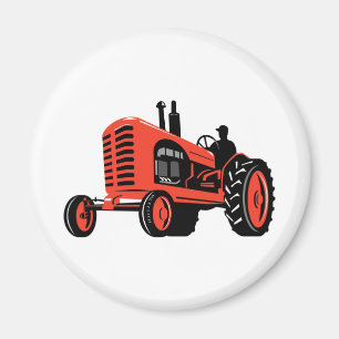 vintage farm tractor retro style magnet