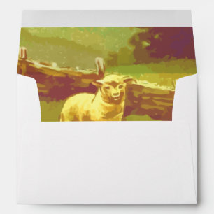 vintage farm, your return address, pretty sheep envelope