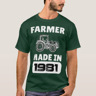 Vintage Farmer Born In 1981 42 Years Old Fathers D T-Shirt
