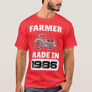 Vintage Farmer Born In 1986 37 Years Old Fathers D T-Shirt