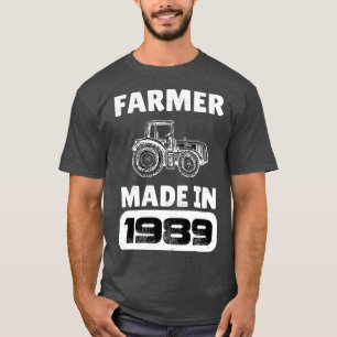 Vintage Farmer Born In 1989 34 Years Old Fathers D T-Shirt