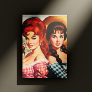 Vintage Farmer Girl Pin-ups Postcard