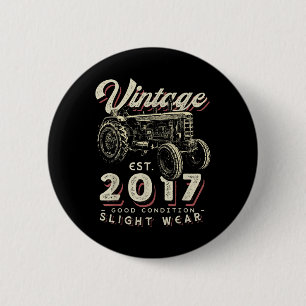 Vintage Farmer Tractor Established 2017 5th Birthd 6 Cm Round Badge