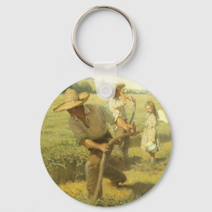Vintage Farmers, Back to the Farm by NC Wyeth Key Ring