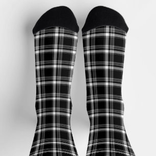 Vintage farmhouse black and white plaid pattern socks