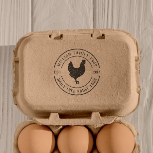 Vintage Farmhouse Chicken Egg Carton Round Self-inking Stamp