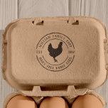 Vintage Farmhouse Chicken Egg Carton Round Self-inking Stamp<br><div class="desc">A personalized egg stamp for your homestead or family farm with a hand-drawn chicken. Your family name appears at the top in a vintage style typography and your egg info below. You can also add the year you started! A distressed circular border frames all of your details, giving it that...</div>