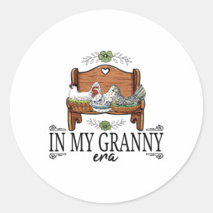 Vintage Farmhouse Chicken Woode Grandma In My Gran Classic Round Sticker