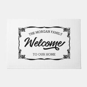 vintage farmhouse family welcome doormat