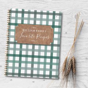 Vintage Farmhouse Green Plaid Recipe Cookbook Notebook
