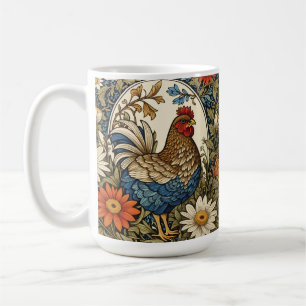 Vintage Farmhouse Hen and Daisy Flowers Coffee Mug