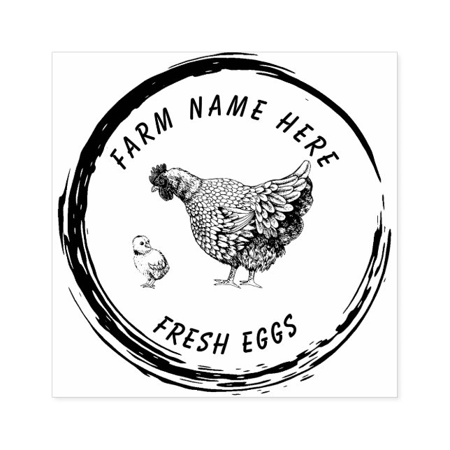 Vintage Farmhouse Hen | Eggs Family Rubber Stamp (Imprint)