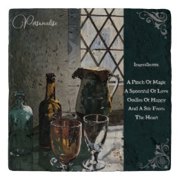 Vintage Farmhouse Kitchen Rustic Green Stone  Trivet