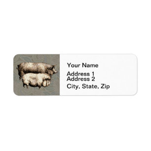 Vintage Farmhouse Pig Country Antique Livestock Return Address Label