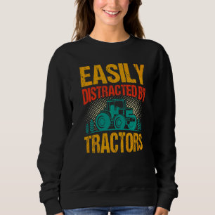 Vintage Farming Graphic Easily Distracted By Trac Sweatshirt