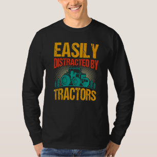 Vintage Farming Graphic Easily Distracted By Trac T-Shirt