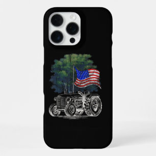 Vintage Farming Tractor American Flag Patriotic Fa iPhone 16 Pro Max Case