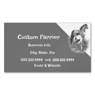 Vintage Farrier Horse Shoeing Hoof Trimming Magnetic Business Card