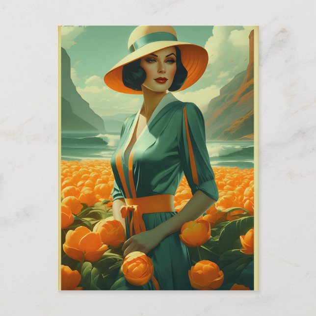 Vintage fashion advertising postcard (Front)