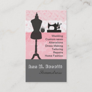 Vintage  Fashion Crafts Girly Pink Floral Sewing Business Card