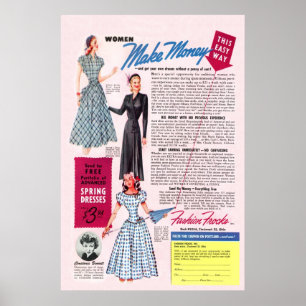 Vintage Fashion Frocks Ad from 1949 Poster