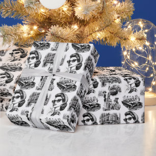 Vintage Fashion Girl Drawing Wrapping Paper