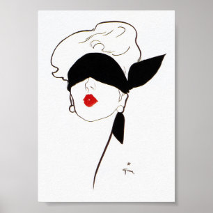 Vintage Fashion Illustration Blindfold Minimalist Poster