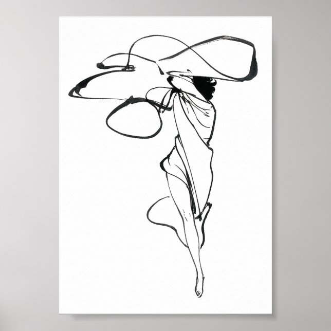 Vintage Fashion Illustration Minimalist Poster (Front)