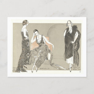 Vintage Fashion Illustration Postcard