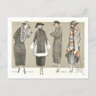 Vintage Fashion Illustration Postcard