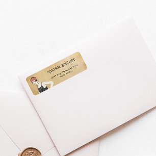 Vintage Fashion Illustration Retro Return Address Label