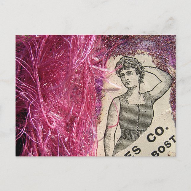 Vintage Fashion Pink Postcard (Front)