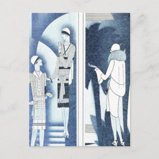 Vintage fashion prints postcard