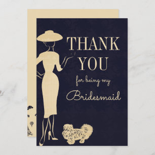 Vintage Fashion Thank You Bridesmaid Card