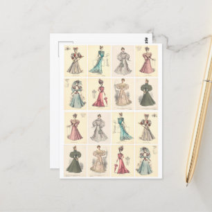 Vintage Fashion Victorian Women in Fancy Dress  Postcard