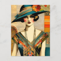 Vintage Fashion Woman Postcard