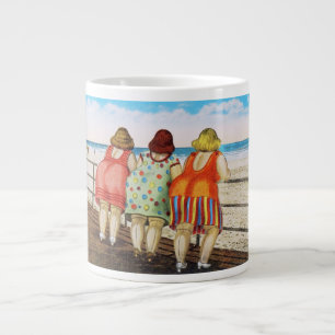Vintage Fat Bottomed Girls at Beach Large Coffee Mug