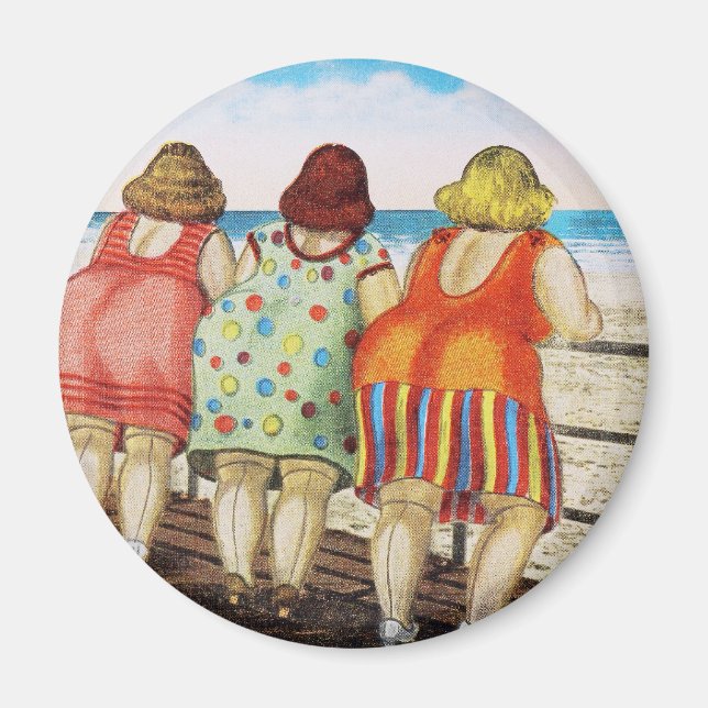 Vintage Fat Bottomed Girls at Beach Magnet (Front)