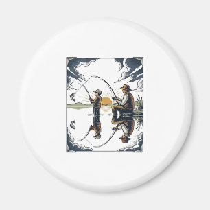 Vintage Father and Child Fishing Engraving Shirt D Magnet