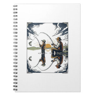 Vintage Father and Child Fishing Engraving Shirt D Notebook