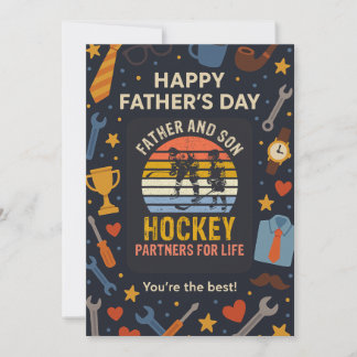 Vintage Father And Son Hockey Partners For Life Invitation