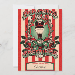 Vintage Father Christmas. Editable Christmas Card