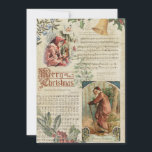 Vintage Father Christmas & Music Ephemera Holiday Card<br><div class="desc">Nostalgic collage featuring vintage ornate Merry Christmas greeting,  Victorian children dressed for winter,  holly,  brass bell,  mistletoe,  old Father Christmas and traditional carol sheet music on aged parchment background.</div>