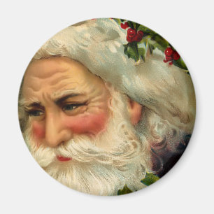 Vintage Father Christmas Round Magnet