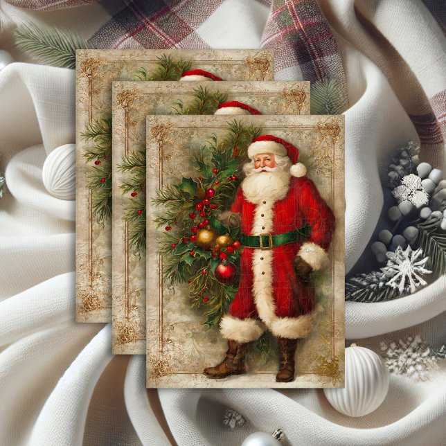 Vintage Father Christmas Santa Elegant Decoupage Tissue Paper (Creator Uploaded)